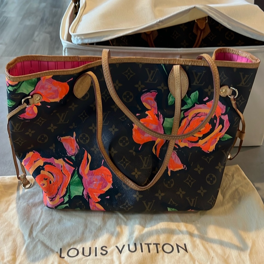 Rare and Retired Louis Vuitton Stephen Sprouse Neverfull Bag with Roses